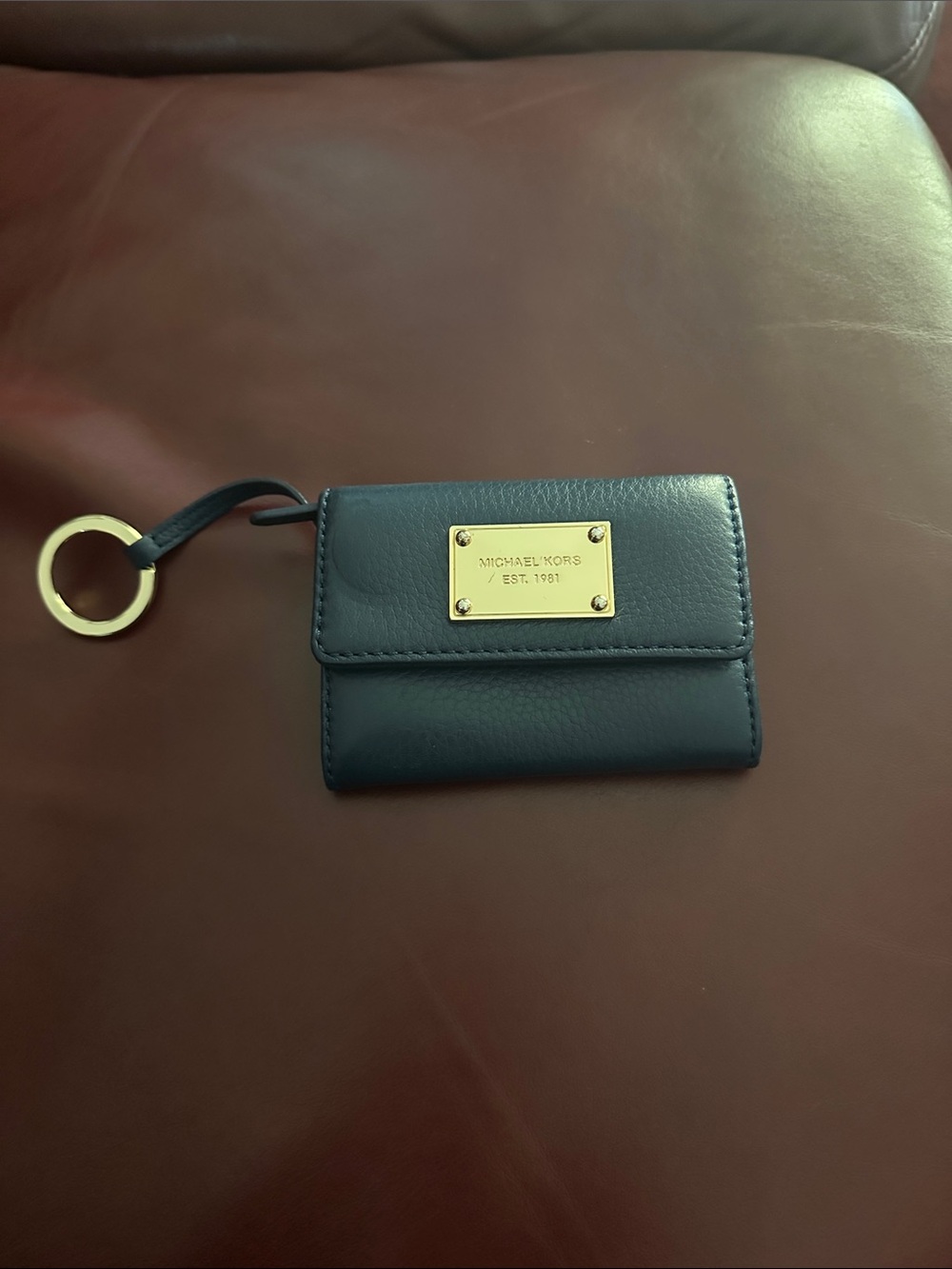 Vintage Michael Kors Navy Card & Key Holder with Gold Plate